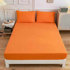Rich Cotton Fitted Sheet with Pillow covers - Orange