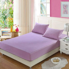 Rich Cotton Fitted Sheet with Pillow covers - Lavender