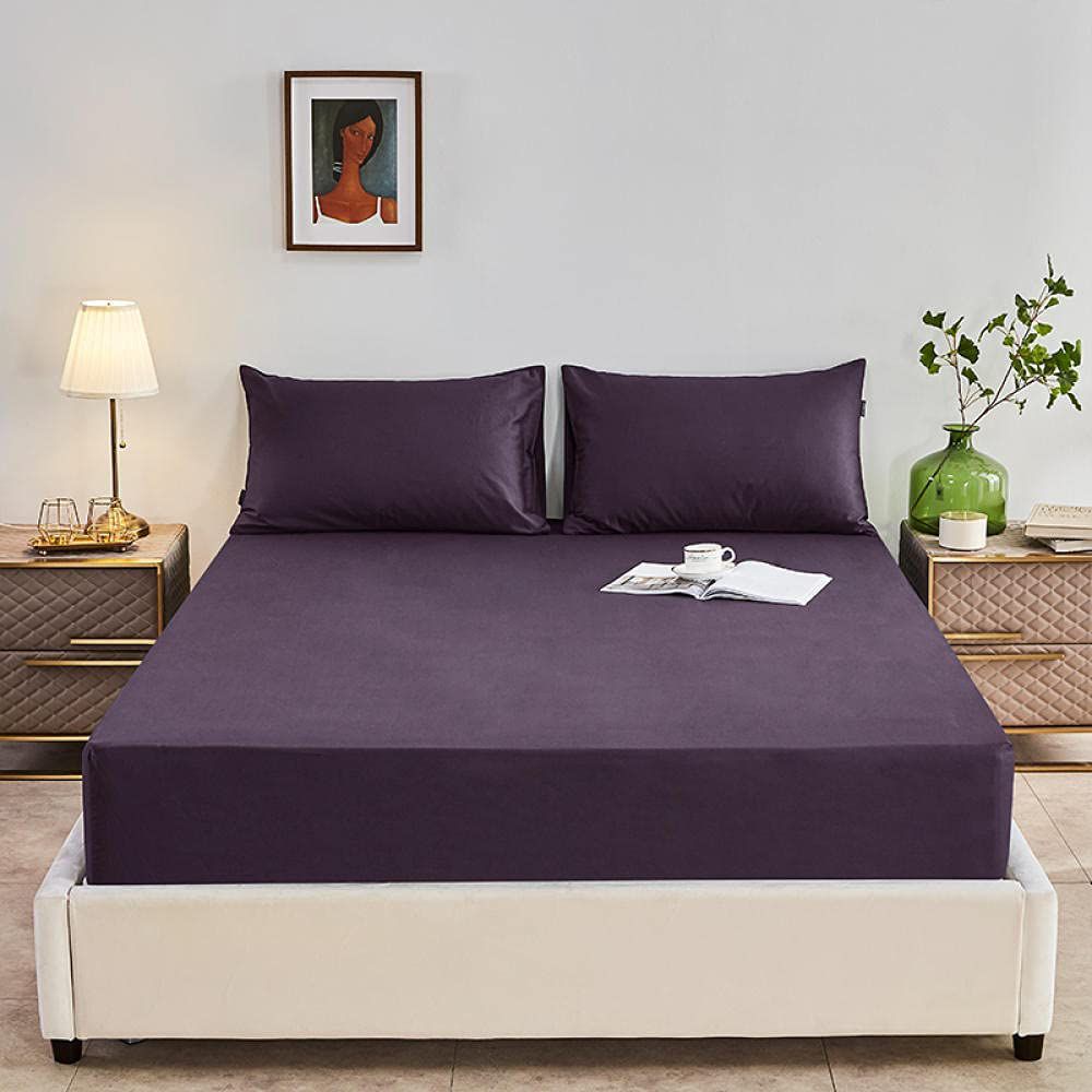 Rich Cotton Fitted Sheet with Pillow covers - Plum
