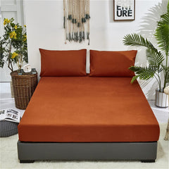 Rich Cotton Fitted Sheet with Pillow covers - Rust Brown