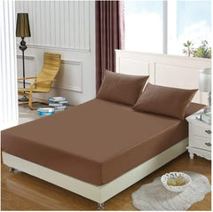 Rich Cotton Fitted Sheet with Pillow covers - Brown
