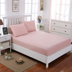 Rich Cotton Fitted Sheet with Pillow covers - Pink