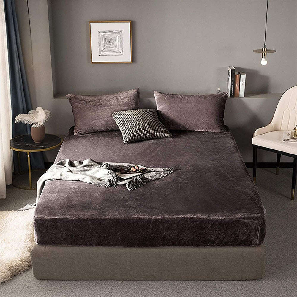 Velvet Fitted Sheet - Brown
